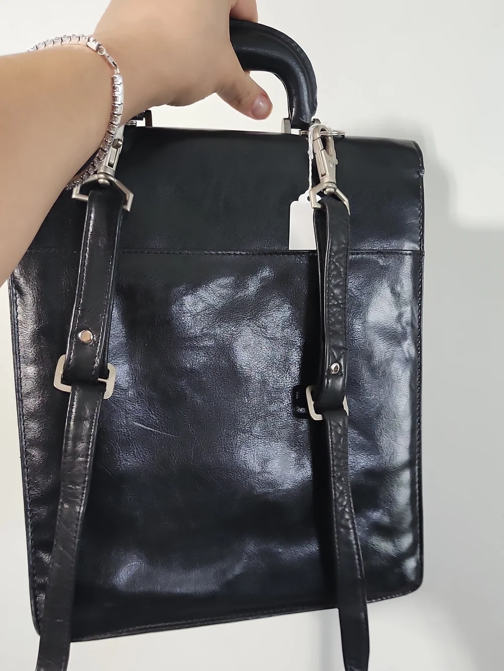 Black Men's Top-Handle Backpack Briefcase